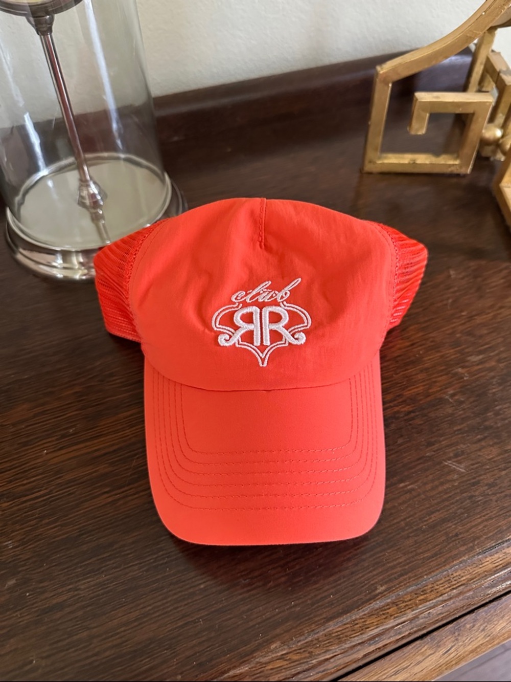 Roller Rabbit Target orange Mesh Baseball Cap with White Embroidered Logo